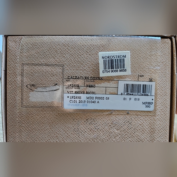 Prada Logo Black Leather Ballet Flats Size 36 - Picture 6 of 7